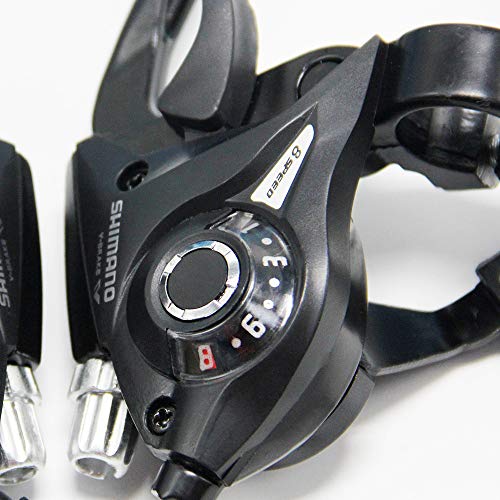 Paraout Shimano V-Brake ST EF51 Set, Brake/Shift Lever with Brake Cable, 8 Speed Gears Brake Combination with Gear Indicator for V-Brake, Black (L3 Ã— R8 Gears)