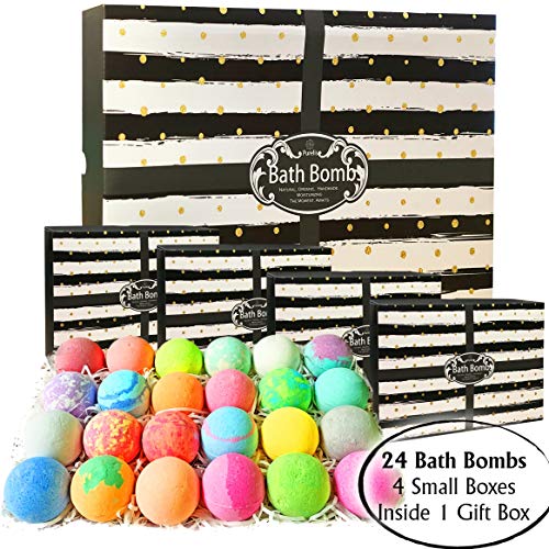 Aromatherapy Bath Bomb Gift Set.24 Individually Wrapped Bath Bombs Gift