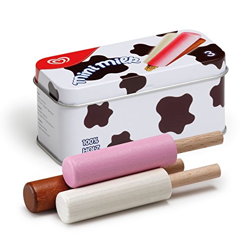 Erzi 14015 EIS Mini Milk aus Holz in der Dose, Kaufladenartikel für Kinder, Rollenspiele