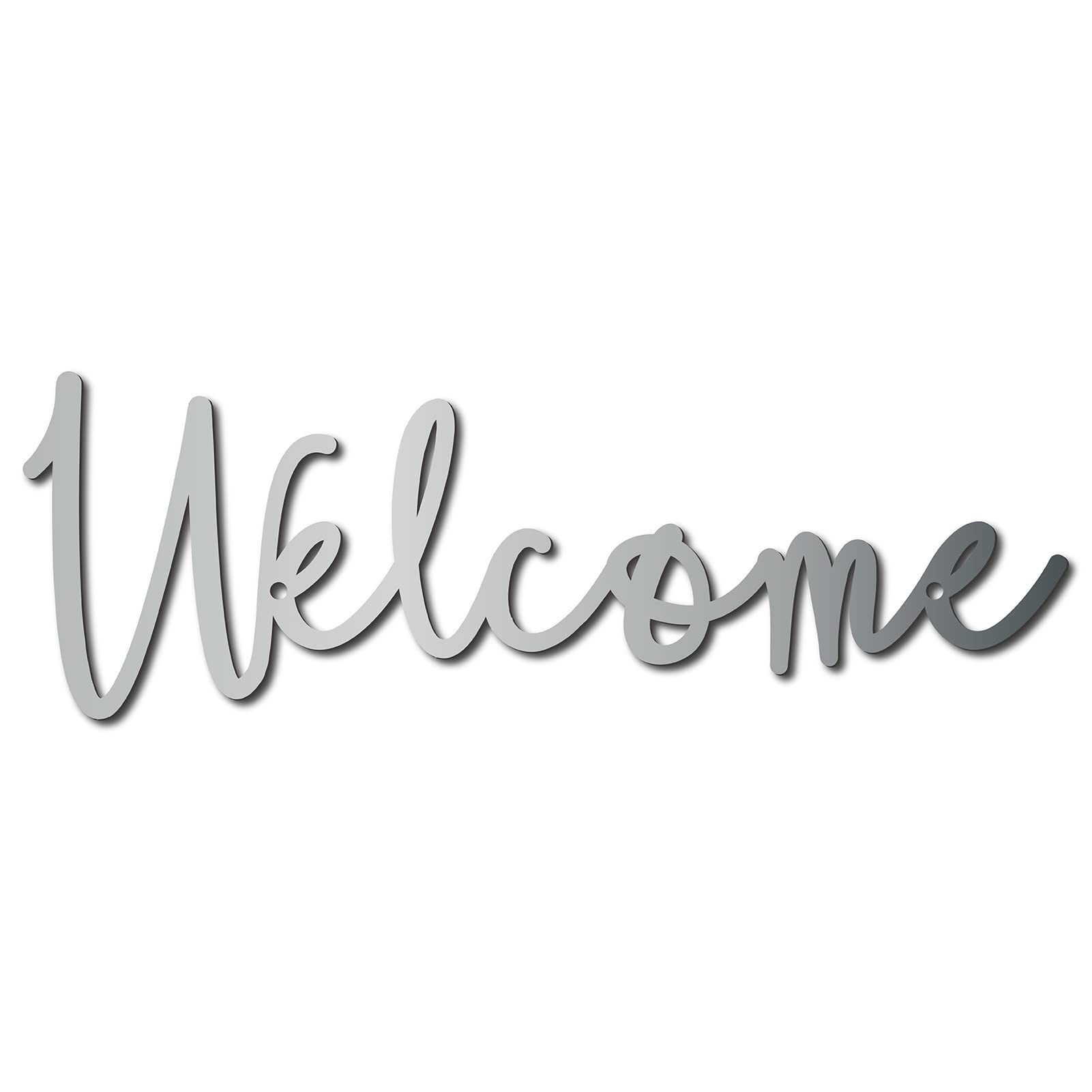 CREATCABIN Welcome Metal Sign Wall Art Decor Rustic Letter Signs Black Hanging Word Sign Decoration for Front Door Home Entry Decoration Indoor Outdoor Living Room Aesthetic Bedroom 3.9 x 11.8 Inch