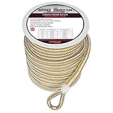 Extreme Max White & Gold 1/2" x 150' 3006.2258 BoatTector Double Braid Nylon Anchor Line with Thimble-1/2