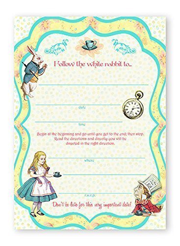 Alice In Wonderland LARGE Invitations - 20 Invitations + 20 Envelopes