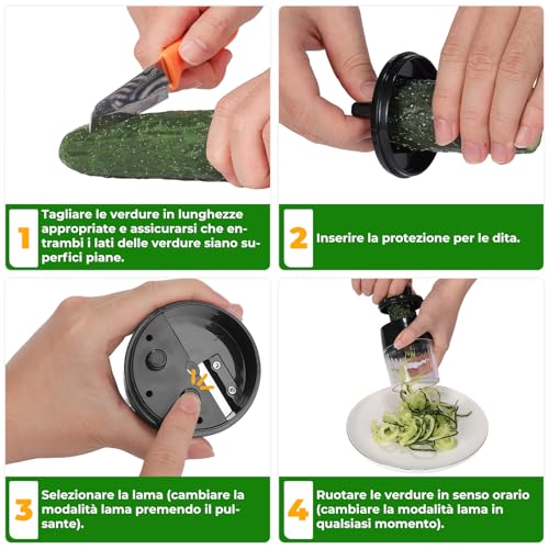 Vegetable Spiralizer – Spaghetti Zucchini Machine 4 in 1 Manual Vegetable Cutter – Vegetable Cutter Spiralizer for Zucchini Noodles/Carrot Spaghetti/Cucumber Tagliatelle