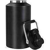 Gallon Water Jug,Insulated Water Bottle, 1 Gallon Jug with Handle, 128 oz Stainless Steel Large Water Bottle Wide Mouth Double Vacuum for Hot & Cold Drinks, Black