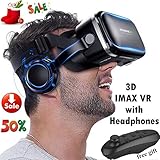 VR Headset Glasses, 3D Virtual Reality Headset with Headphones[HIFI] for IOS Android PC Cellphone 3D IMAX Movie Video Game Viewer, VR Goggles for iPhone X 8 7 6S 6 Plus, Samsung S8 S7 S6 Edge S5 etc