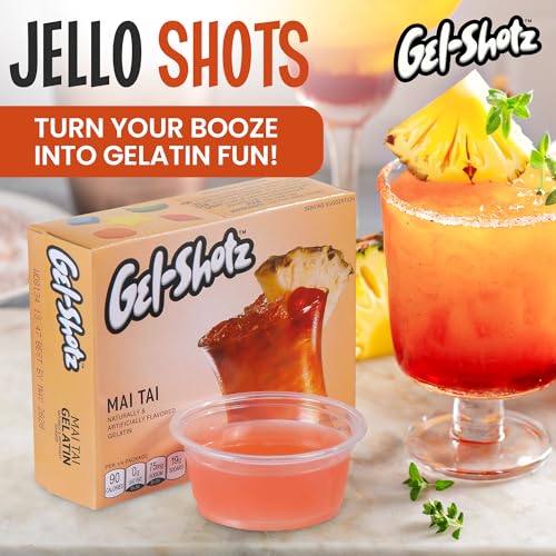 GEL-SHOTZ MAI TAI JELLO MIX – TROPICAL GELATIN POWDER FOR REFRESHING JELLO SHOTS – LOW-CALORIE, JUST ADD WATER – PARTY-READY (3 BOXES)