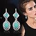 TAGOO Women's Simulated Turquoise Long Statement Earirngs Set (blueC)
