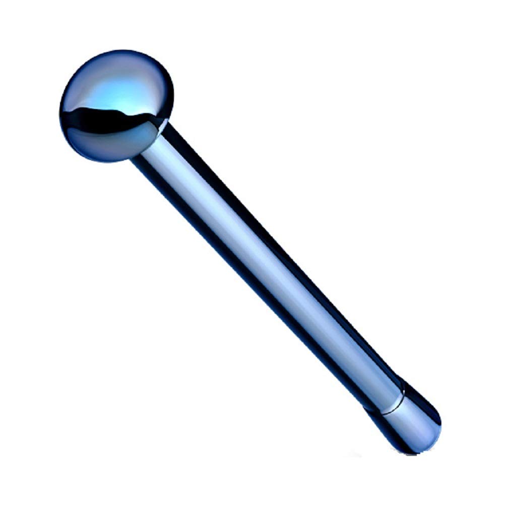 PiercedOff Blue Titanium IP over Surgical Steel 0.8mm Nose Bone with 2mm Dome Top