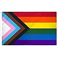 ENMOON Progress Pride Flag Rainbow Vibrant Colors(3’x 5’, Poly,1 Pack) Perfect for Showing Your Pride LGTBQ Community Support