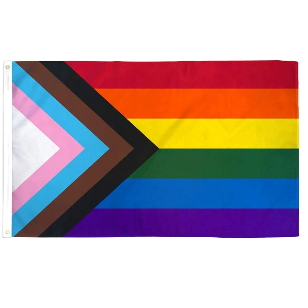 Enmoon Progress Pride Rainbow Flag Bright Colors (3m x 5m, Poly, Fade Resistant) Perfect for Showing Your LGTBQ Community Support