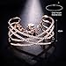 SPILOVE Serend Charm Cubic Zirconia Criss Cross Wide Cuff Bangle Bracelet in 18k Rose Gold Plated Women Jewelry
