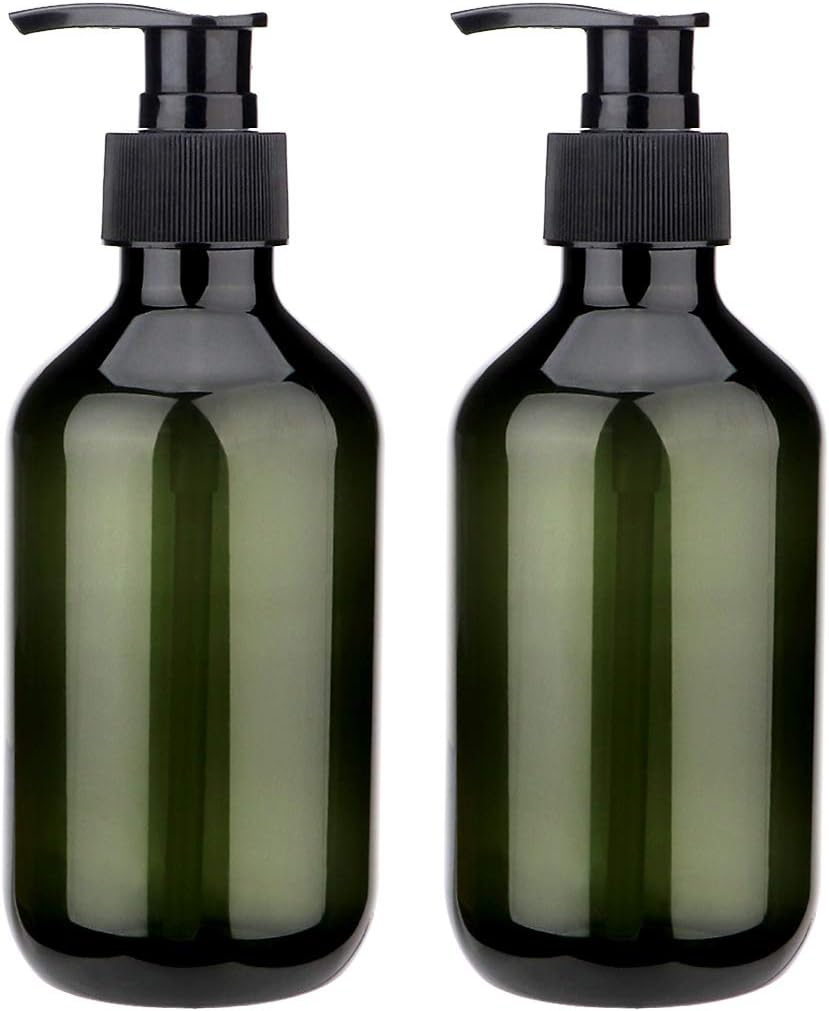 Sdoot Green Pump Bottle 2 Pack , 10oz Shampoo Pump Bottle Plastic Pump Dispenser Bottle for Shampoo Lotion Body Wash: Kitchen & Dining