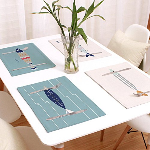 Cotton Linen Placemats Heat Insulation Table Mats for Kitchen Dining Set of 4