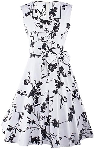 worlsky Women's Vintage Floral 1920s Rockabilly Swing Cocktail Party Dress 1313Small