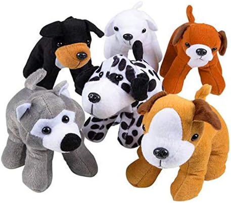 Kebeno Soft Plush Puppies, Stuffed Puppy Dogs Assortment Fun for Kids, Bulk Pack of 6 Cute Animals, Great Children’s Party Favors, Birthday Gifts, 6 Inches Tall