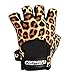 Contraband Pink Label 5297 Womens Design Series Leopard Print Lifting & Rowing Gloves (Pair) - Lightweight Vegan Medium Padded Microfiber Amara Leather w/Griplock Silicone (Orange/Black Small)