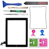 Prokit Adhesive Black Ipad 2 Digitizer Touch Screen Front Glass Assembly - Includes Home Button + Camera Holder + Frame Bezel + Preinstalled Adhesive + Cleaning Kit with Slypry Premium Tool Kit