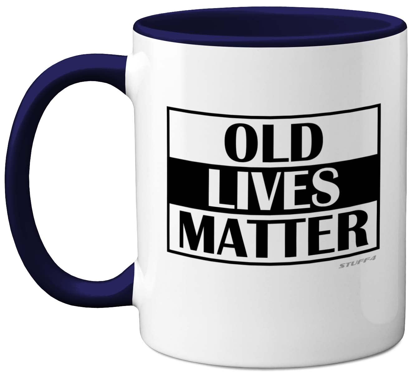 Stuff4 50th 60th 70th Birthday Gifts for Men Women - Old Lives Matter Coffee Mug - Dad Mum Grandma Grandad Birthday Gifts, Father's Day Present, 11oz Ceramic Dishwasher Safe Navy Blue Mugs Made in UK