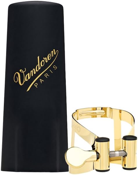 Vandoren LC56DP M/O Soprano Saxophone Ligature with Plastic Cap, Gold, Gold Gilded