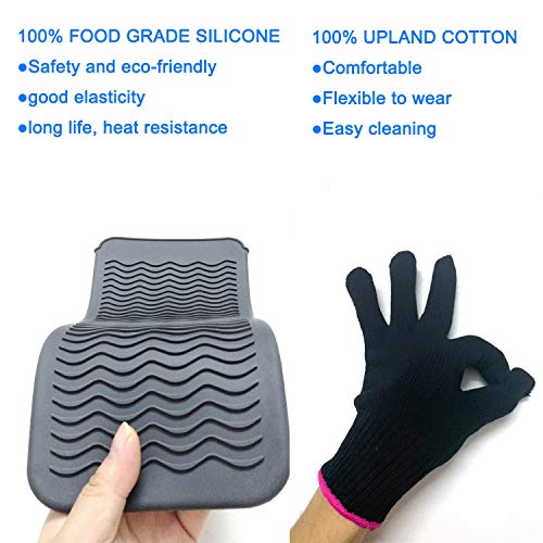 Heat Resistant Mat Pouch, Heat Resistant Glove and Hair Clips for Curling Irons, Hair Straightener, Flat Irons and Hair Styling Tools 11.5" x 6", Food Grade Silicone, Gray - Thumbnail 6