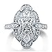 BERRICLE Sterling Silver Navette Cubic Zirconia CZ Statement Art Deco Fashion Ring for Women, Rhodium Plated Size 4-10