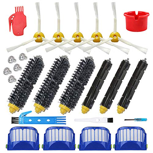 Theresa Hay Accessory for Irobot Roomba 600 614 620 650 671 675 690 Series Vacuum Cleaner Replacement Part Kit - Includes Filter, Side Brush, Bristle Brush and Flexible Beater Brush,Cleaning Tool