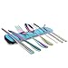 KISSWILL Travel Utensils with Case, Healthy & Eco-Friendly 8 Pieces Rainbow Color Travel Silverware for Hiking Traveling Camping or Lunch Box, Portable Utensil Set, Dishwasher Safe