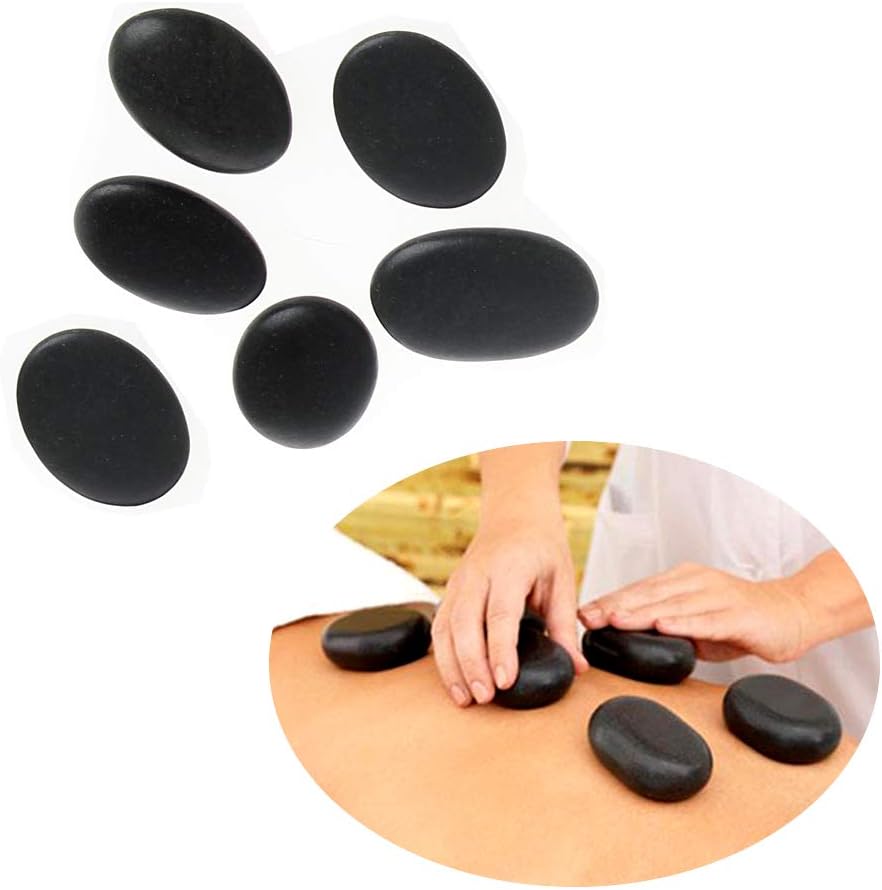 6Pcs Hot Massage Stones Heated Warmer Rocks 2.4" x 3.1" inch