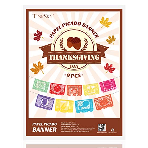 Amosfun Beautiful Papel Picado Banner Multi Colored Thanksgiving