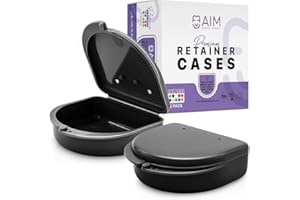 AIM DENTAL SUPPLY 2 Pack Retainer Case, Perfect Retainer Holder with Vent Holes, Mouth Guard Case, Aligner Case, Retainer Cases - Black