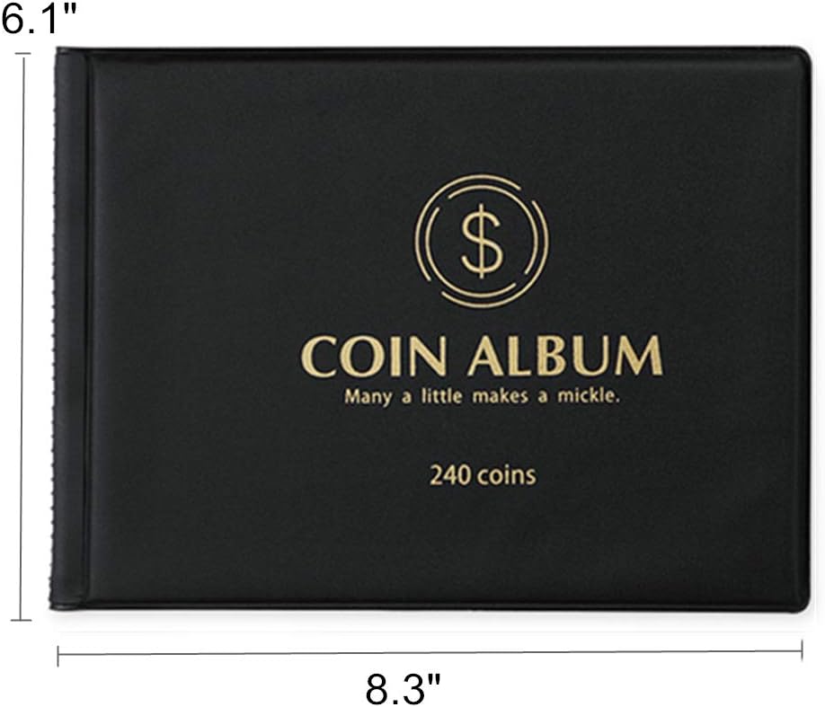 MUDOR Coin Collection Holder Album for Collectors, 240 Pockets Coin Collection Book Supplies (Black): Toys & Games