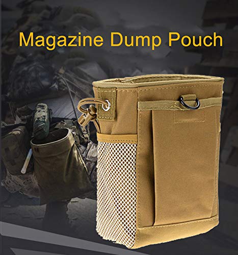 Zeato Tactical MOLLE Drawstring Magazine Dump Pouch, Military Adjustable Belt Utility Fanny Hip Holster Bag Outdoor Ammo Pouch(Khaki)