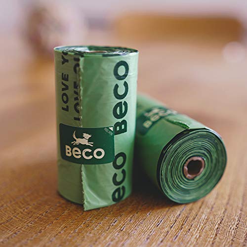 beco, 120 bolsas para caca fuertes y grandes | bolsas de caca de perro con aroma a menta | compatible con dispensador