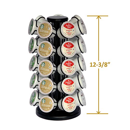 BLACKSMITH FAMILY K-35 Cup Carousel,Coffee Pod Holder Carousel Holds 35 Single Cup Coffee Pods in Matte Black