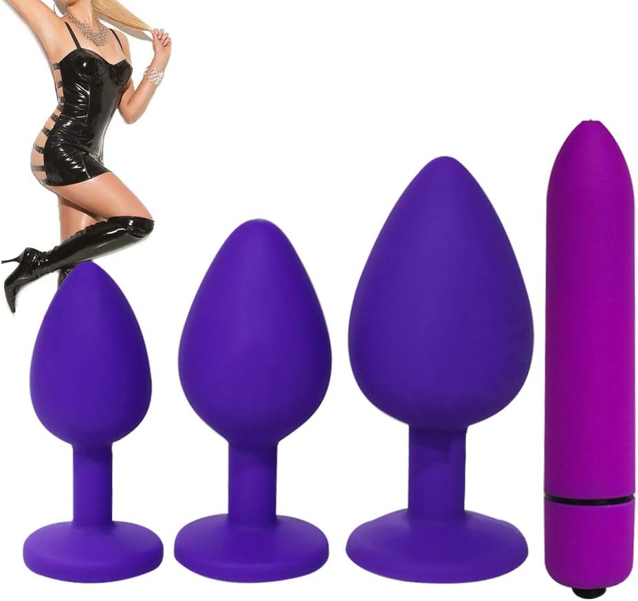 4Pcs/Set Silicone Trainer Kit,Yoruii Stimulator Beginners Silicone Plugs Toys for Women and Men Soft Share Pleasure Trainer Kits Purple