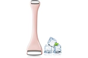 LAIKME Mini Eye Ice Roller for Eyes Puffiness - Facial Ice Roller and Mini Roller 2 in 1 - Massager for Migraine Relief Tighten Pores Under-Eye Pain Relief - Reduce Wrinkle Puffy for Face Arms (Pink)