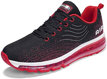 populalar Mens Womens Trainers Lightweight Air Cushion Running Shoes Breathable Shock Absorbing Sport Sneakers Outdoor Fitness Athletic Jogging Shoes Red Black Orange Pink Size 2-11.5 UK