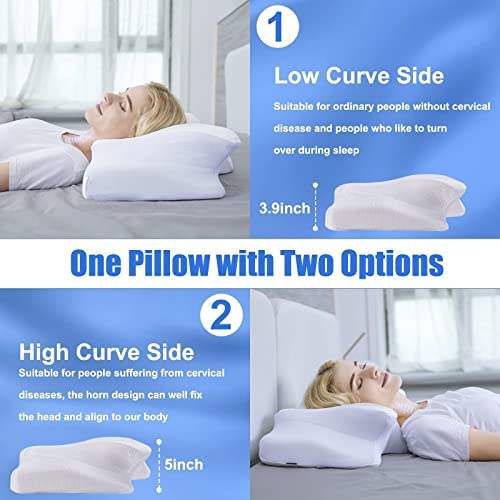 HOMCA Cervical Pillow Memory Foam Pillow, 2 in 1 Contoured Orthopedic
