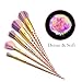 FONY Unicorn Makeup Brushes 5 Pcs Professional Unicorn Makeup Brush Set, Muliticolor Premium Silky Soft Synthetic Bristles with Golden Alicorn Handle Cosmetics Brush Kit (5,Golden)