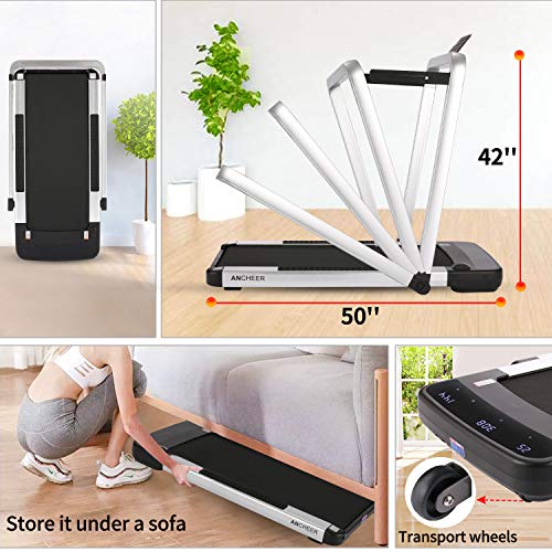 ANCHEER 2 in 1 Treadmill for Small Spaces, Folding Under Desk Treadmill