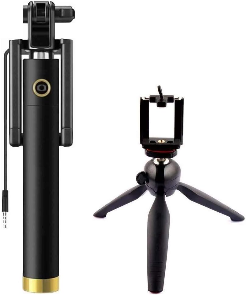Lambent Locust Aux Cable Monopod Premium Selfie Stick with 228 Mobile Tripod Phone Clip SLR DSLR Camera Mount Stand for iOS & Android Smartphones