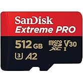 SanDisk 512GB Extreme Pro MicroSD Memory Card with Adapter Works with GoPro U3 V30 4K A2 Class 10 SDSQXCD-512G-GN6MA