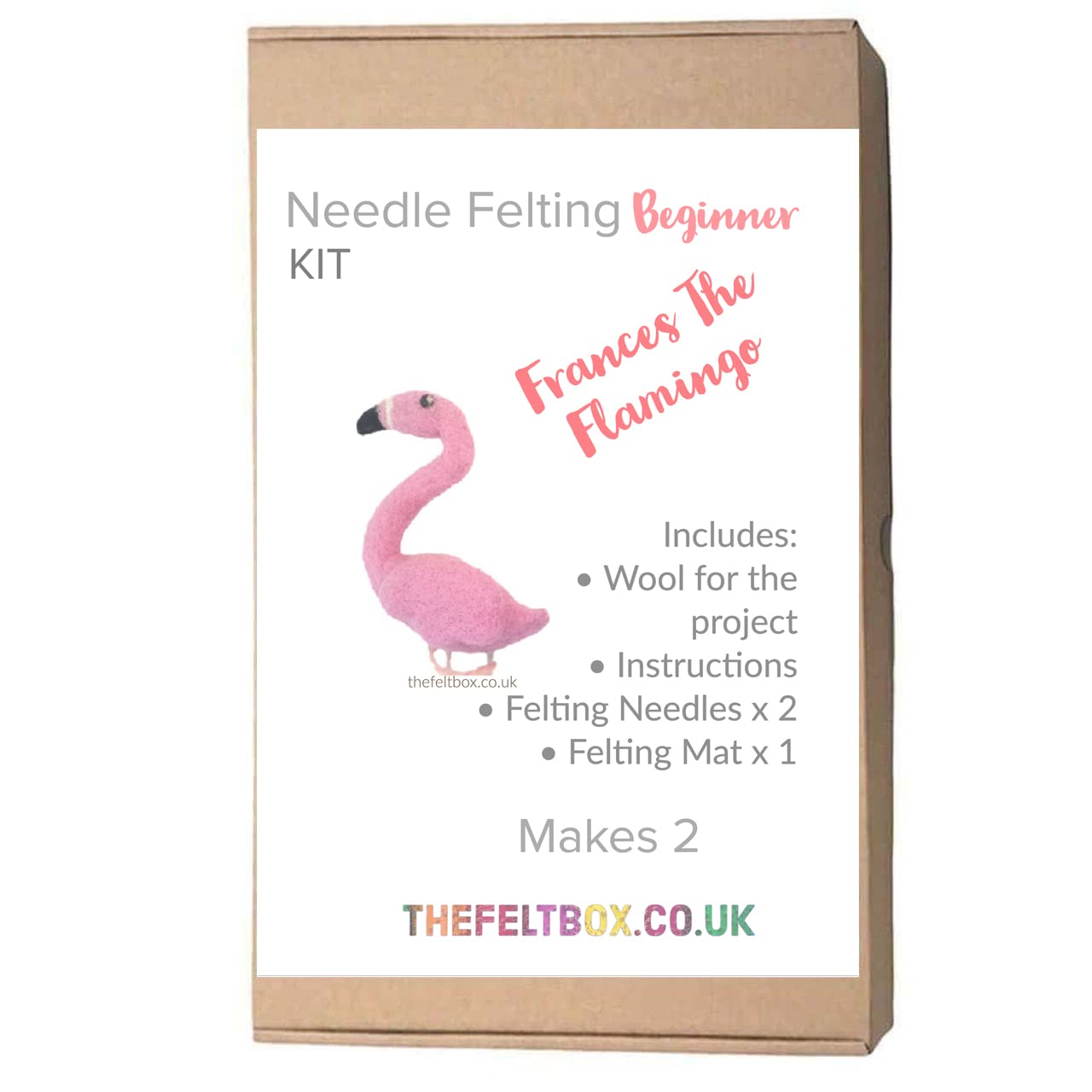 The Felt Box Needle Felting Kit- France The Flamingo Makes Two. Level - Beginner