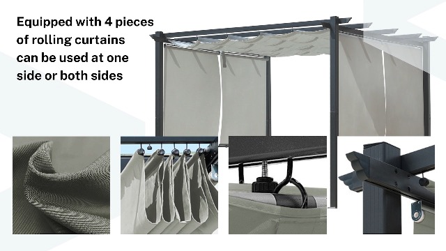 Aoodor 10x12 ft Outdoor Pergola with Retractable Shade Canopy Review: Adjustable Patio Shade image 29