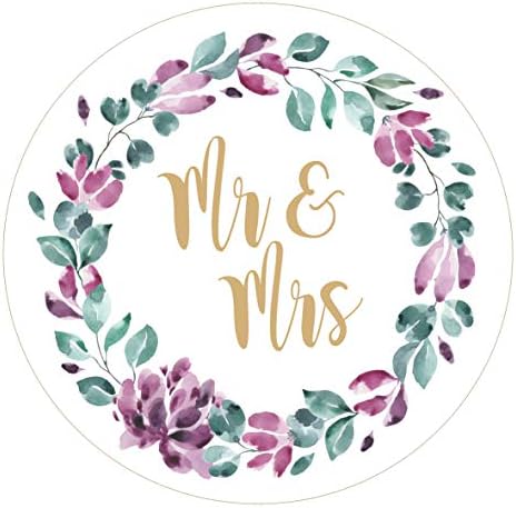 Oh So Personal Floral Watercolour and other Mr & Mrs Confetti, envelope seals, wedding favour stickers / labels (70 per sheet, 016)