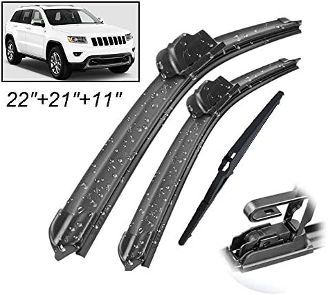 GIVRLUCKY Windshield Windscreen Window Wiper Front & Rear Wiper Blades Set Kit,For Jeep Grand Cherokee WK2 2013-2020 22" 21" 11"