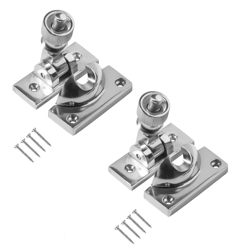 TERF® Traditional Polished Chrome Sash Window Lock Fastener Brighton Pattern With Fixing Screws For Wood Aluminium UPVC Vinyl Frames - Pack of 2