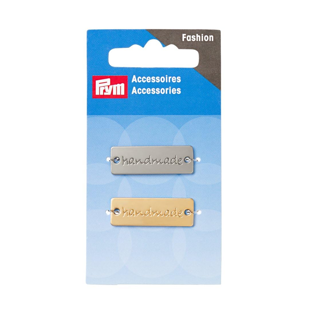 Prym Silver and Gold-Coloured Handmade Sew-on Tabs/Charms (2pc), Metal, 9.5 x 5 x 0.2 cm