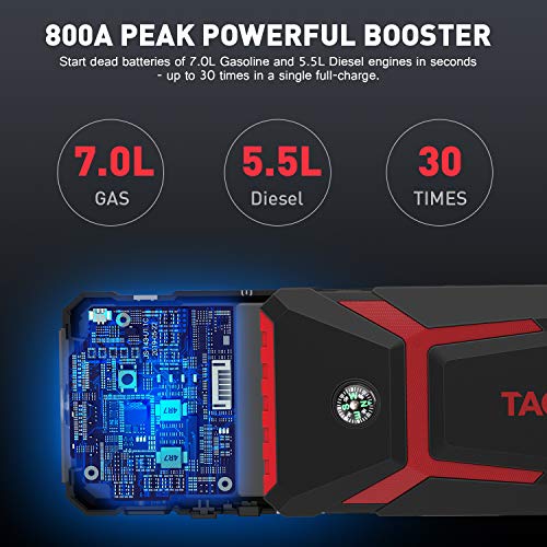 TACKLIFE T8Newer Model 800A Peak 18000mAh Car Jump Starter with LCD