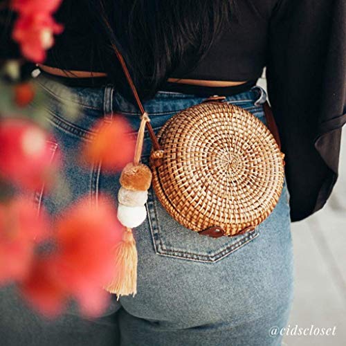 MadeTerra Rattan Crossbody Bags for Women | Square Woven Wicker Straw Purses (7\